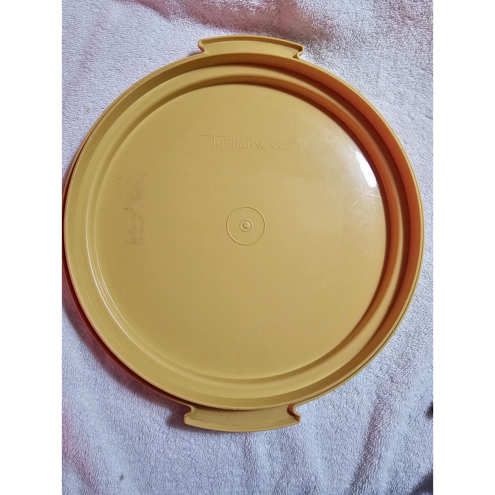 Tupperware‎ Round Tray Serving Platter Vintage Tan Handles 684-7 10.5"